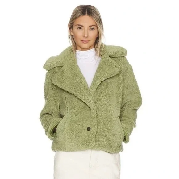 NWT Free People Oversized Green Jacket - Retail $198 - Super Soft & Warm - Picture 9 of 13